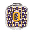 Carolines Treasures Letter Q Football Purple and Gold Compact Mirror CJ1064-QSCM